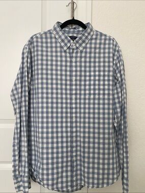 J. Crew Light Blue and White Gingham Button-Down Shirt
